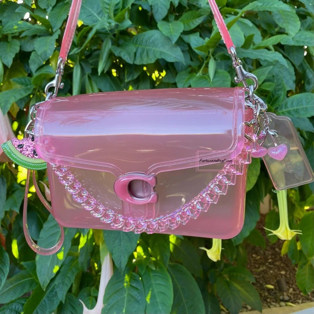 Flower Pink Coach Jelly Tabby Bag CH748 & Vintage Glitter Watermelon Charm SET - Picture 5 of 15